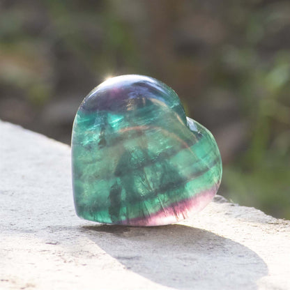 Multi Fluorite Crystal Heart Shape Stone - Focus and Clarity - TheIndianHand 