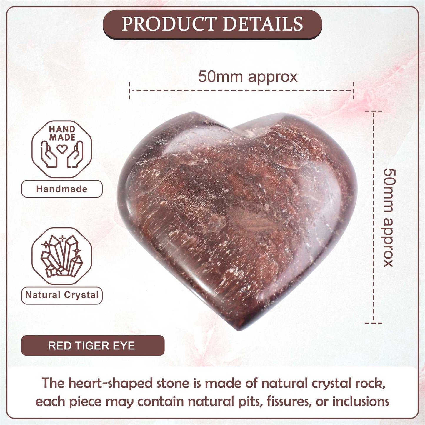Red Tiger Eye Crystal Heart Shape Stone - Motivation and Action - TheIndianHand