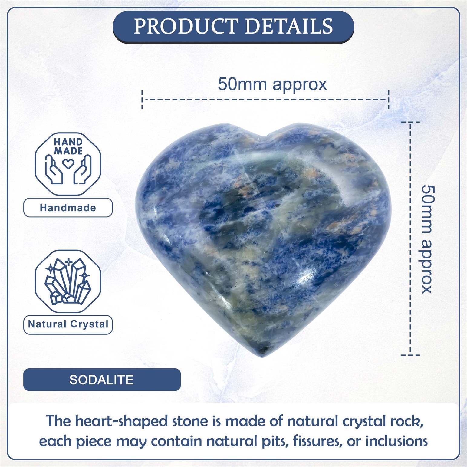 Sodalite Crystal Heart Shape Stone - TheIndianHand