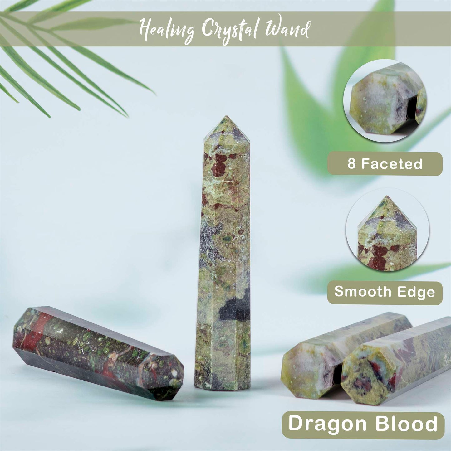 Dragon Bloodstone Healing Crystal Wand - For Manifestation, Massage, and Grounding - TheIndianHand