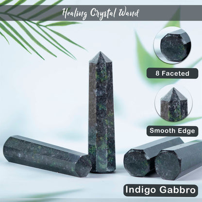 Indigo Gabbro Healing Crystal Wand - For Manifestation, Massage, and Inner Harmony - TheIndianHand