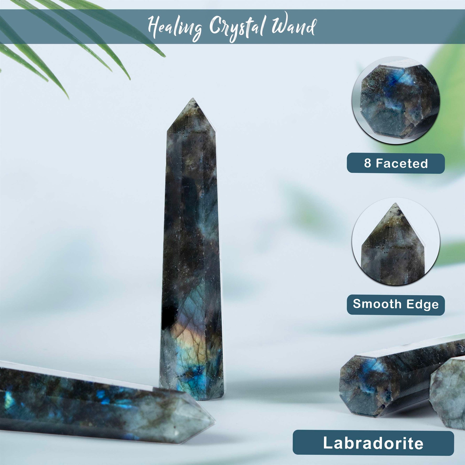 Labradorite Healing Crystal Wand - For Manifestation, Massage, and Aura Cleansing - TheIndianHand