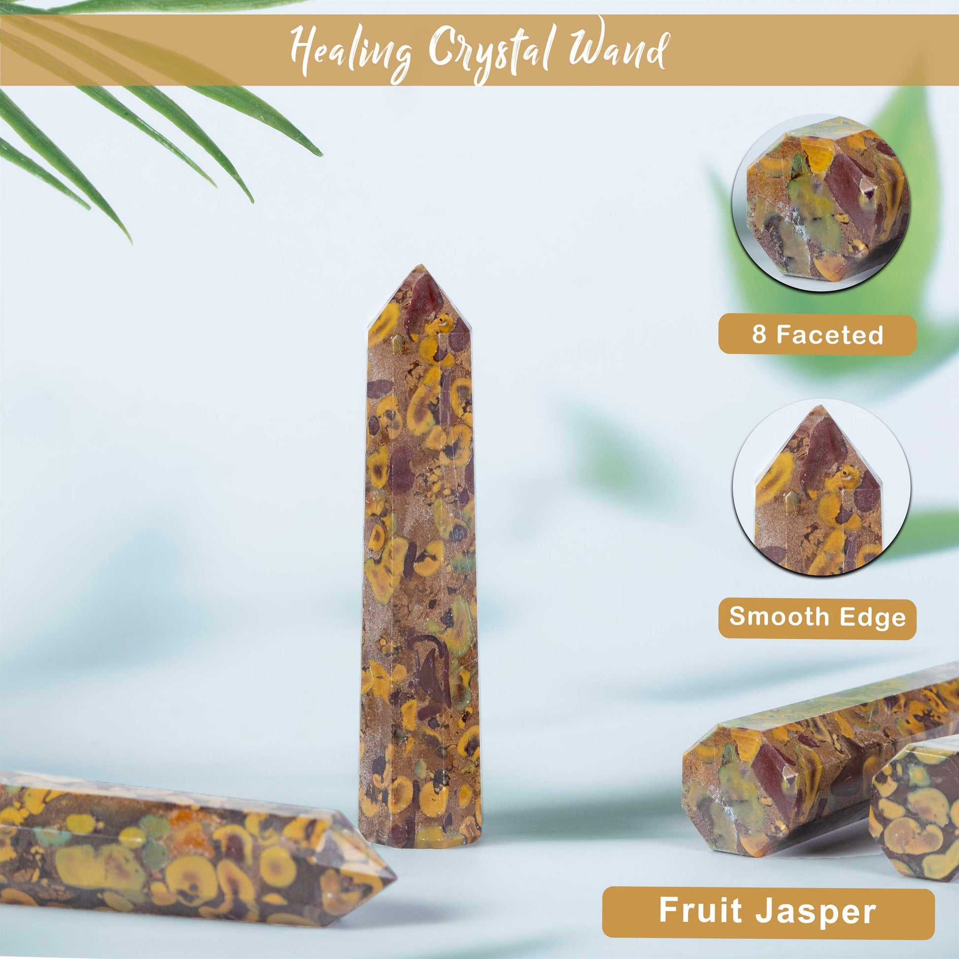 Fruit Jasper Healing Crystal Wand - For Manifestation, Massage, and Spiritual Connection - TheIndianHand