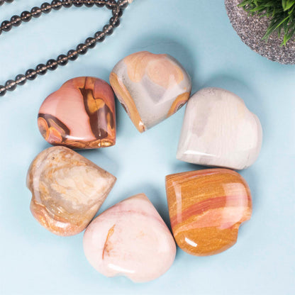 Light Colour Polygram Jasper Crystal Heart Shape Stone - Energy and Balance - TheIndianHand