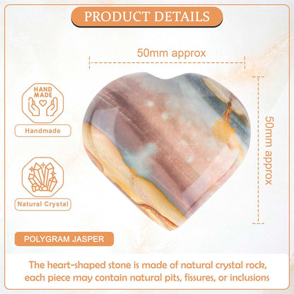 Light Colour Polygram Jasper Crystal Heart Shape Stone - Energy and Balance - TheIndianHand