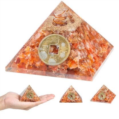 Carnelian Gemstone Orgone Pyramid - 2.5-3 inch - TheIndianHand
