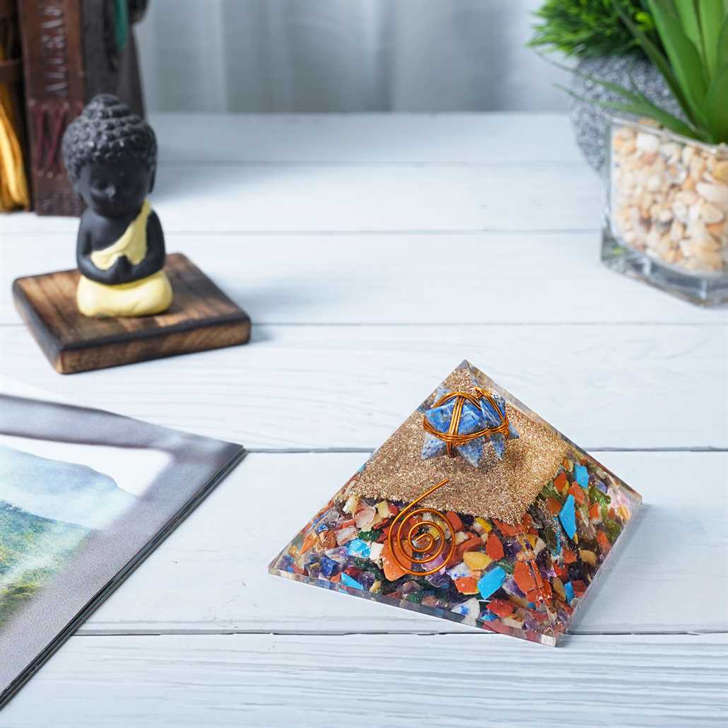 Mix Chakra Orgone Pyramid - 2.5 inch - TheIndianHand