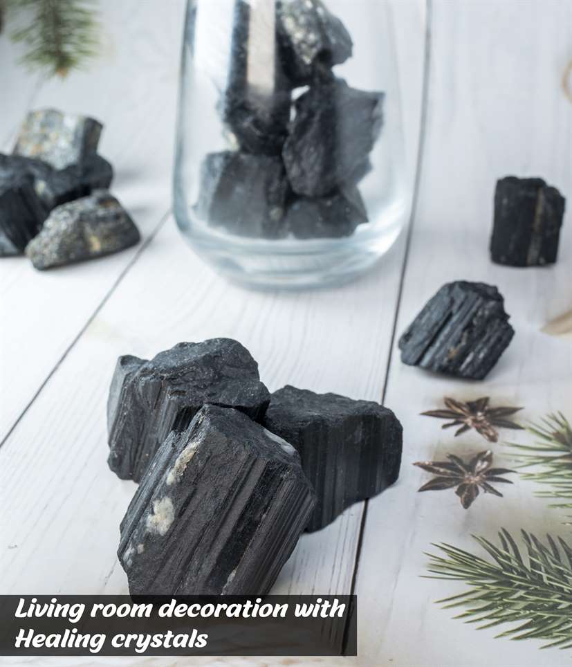 Black Tourmaline Rough/Raw Natural Crystal for Tumbling Chakra Balancing - TheIndianHand