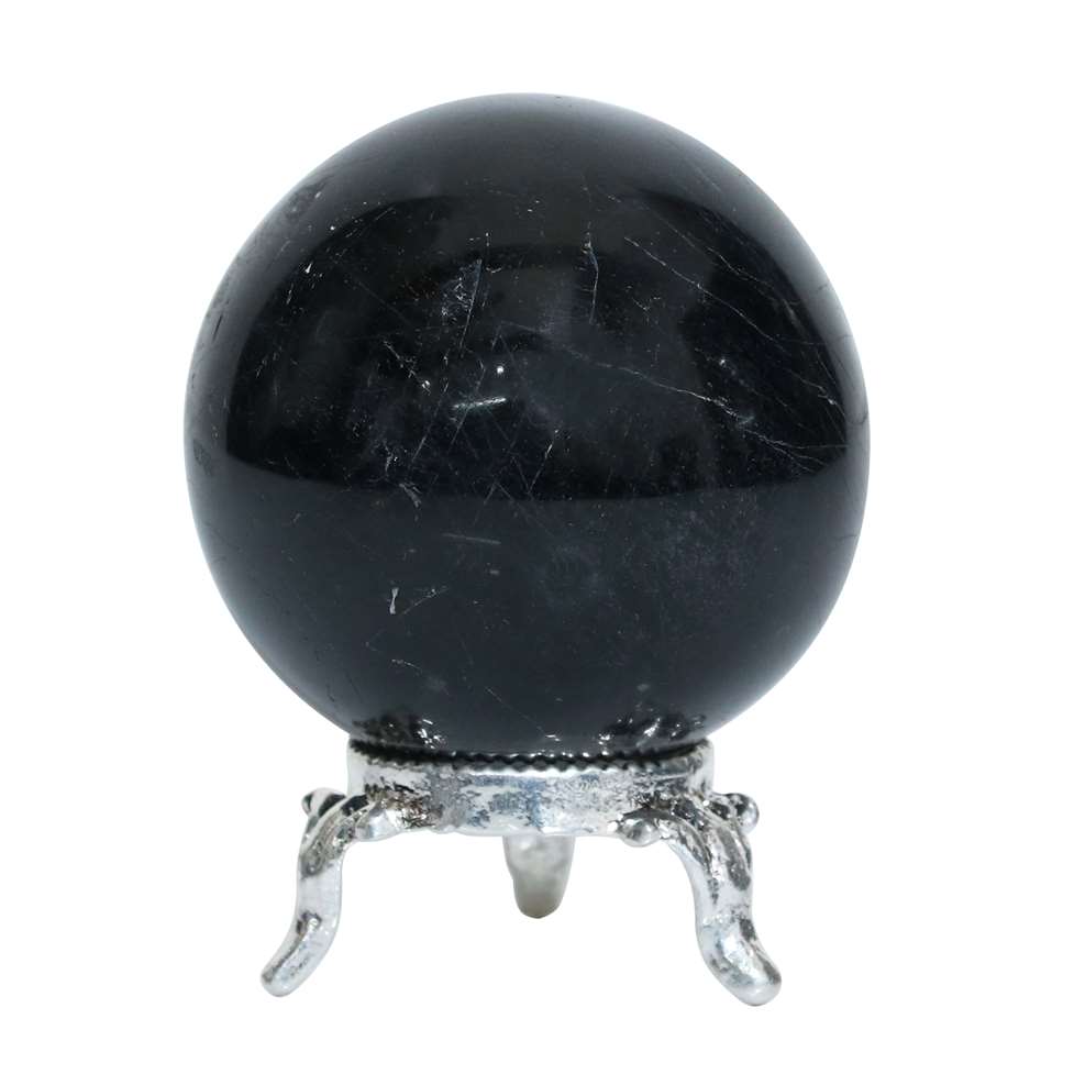 Black Tourmaline Crystal Sphere Ball (55mm) - Energy Protection