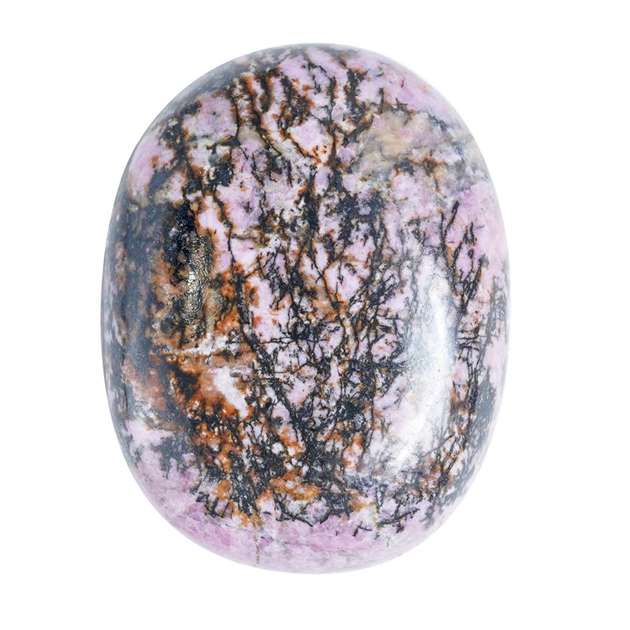 Rhodonite Crystal Palmstone (Emotional Healing, Support Forgiveness) - TheIndianHand