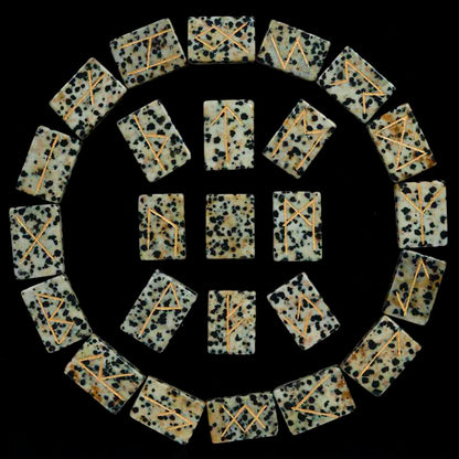 Dalmatian Jasper Rectangle Shape Gemstone Runes 25 pcs Rune Set