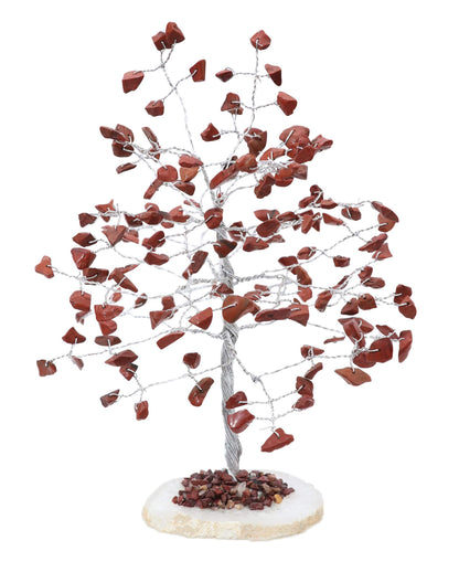 Red Jasper Gemstone Tree of Life (Geode Agate Slice Base)