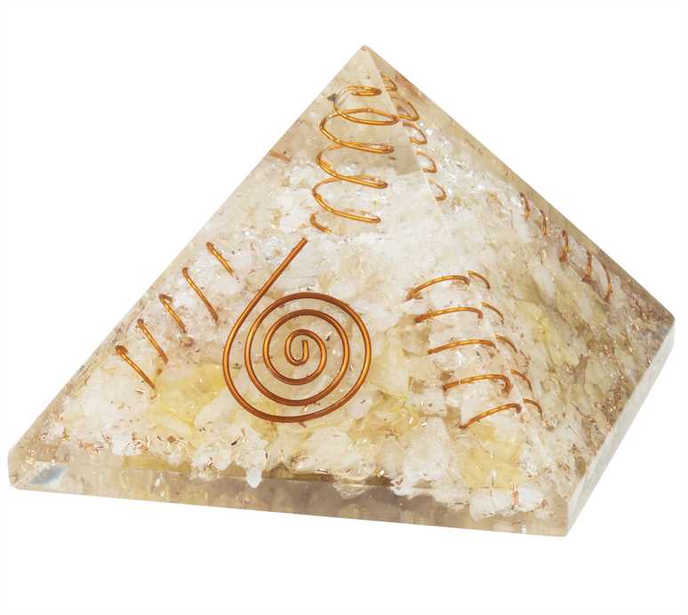 Citrine Gemstone Orgone Pyramid - 3-3.5 inch - TheIndianHand