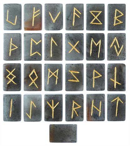 Grey Aventurine Rectangle Shape Gemstone Runes 25 pcs Rune Set