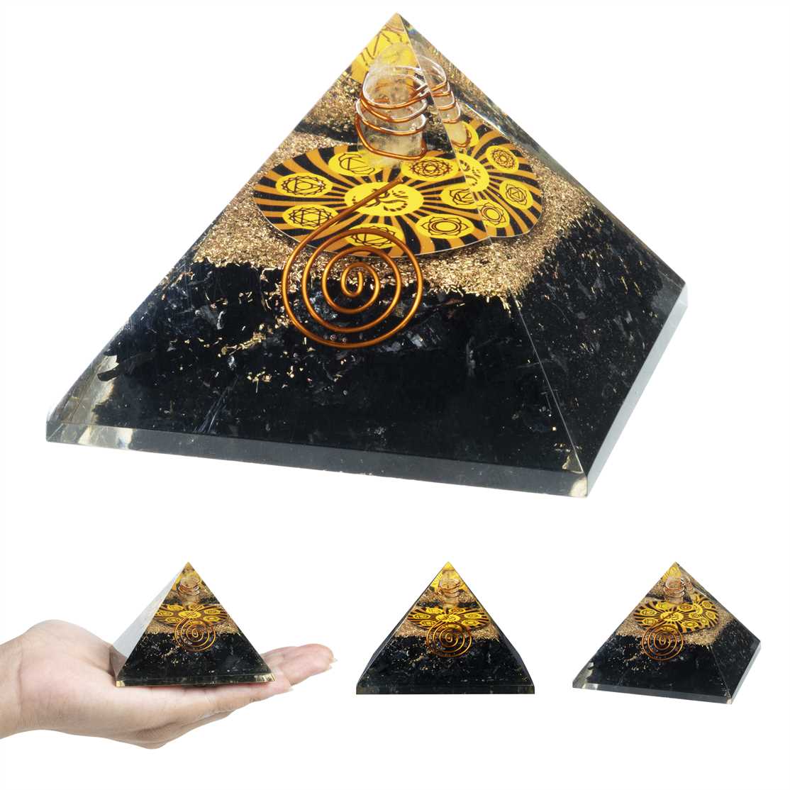 Black Tourmaline Orgone Pyramid - 2.5 inch - TheIndianHand