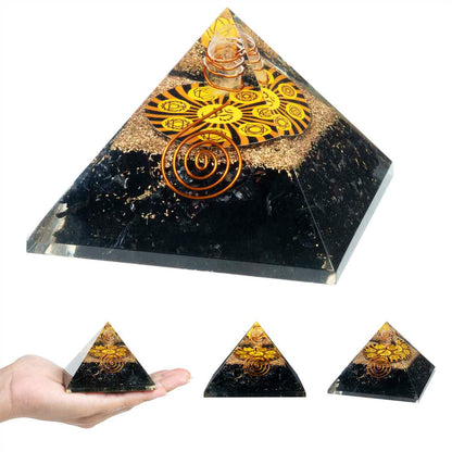 Black Tourmaline Orgone Pyramid - 2.5 inch - TheIndianHand