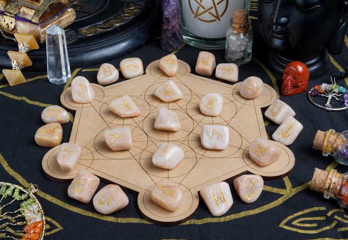 Red Moonstone Rune Stones Set Engraved