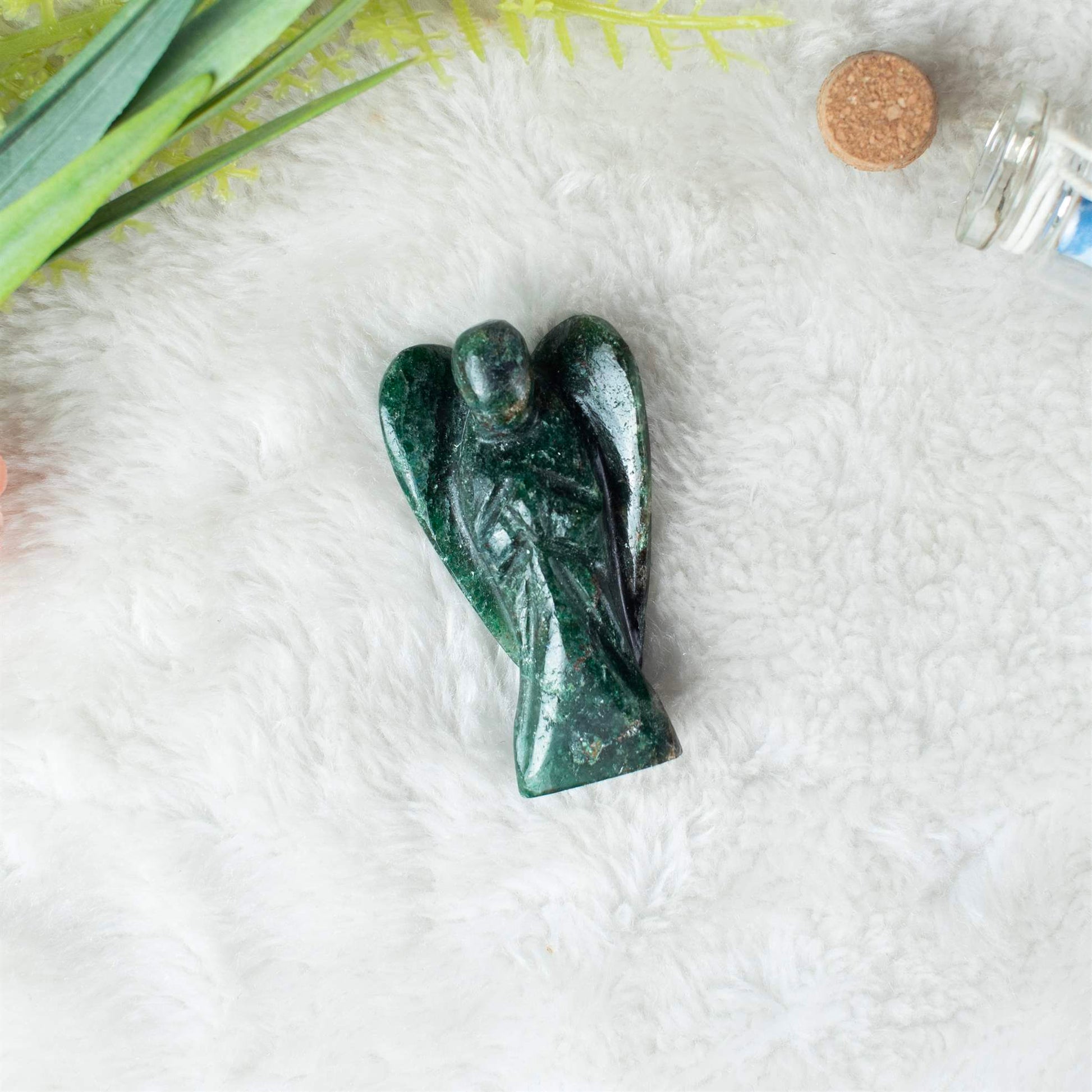 Green Aventurine  Angel Figurine for Love and Peace - TheIndianHand