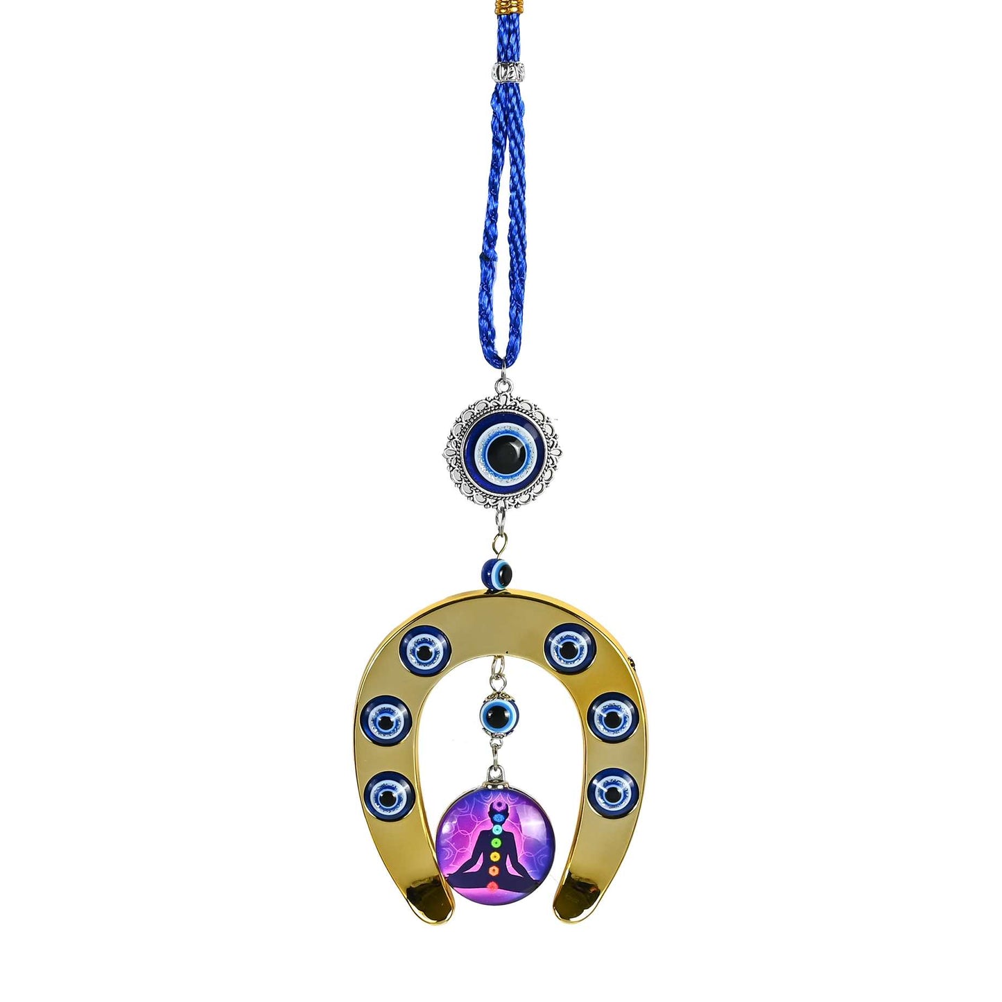 Evil Eye Horseshoe Chakra Hanging for Protection and Positivity