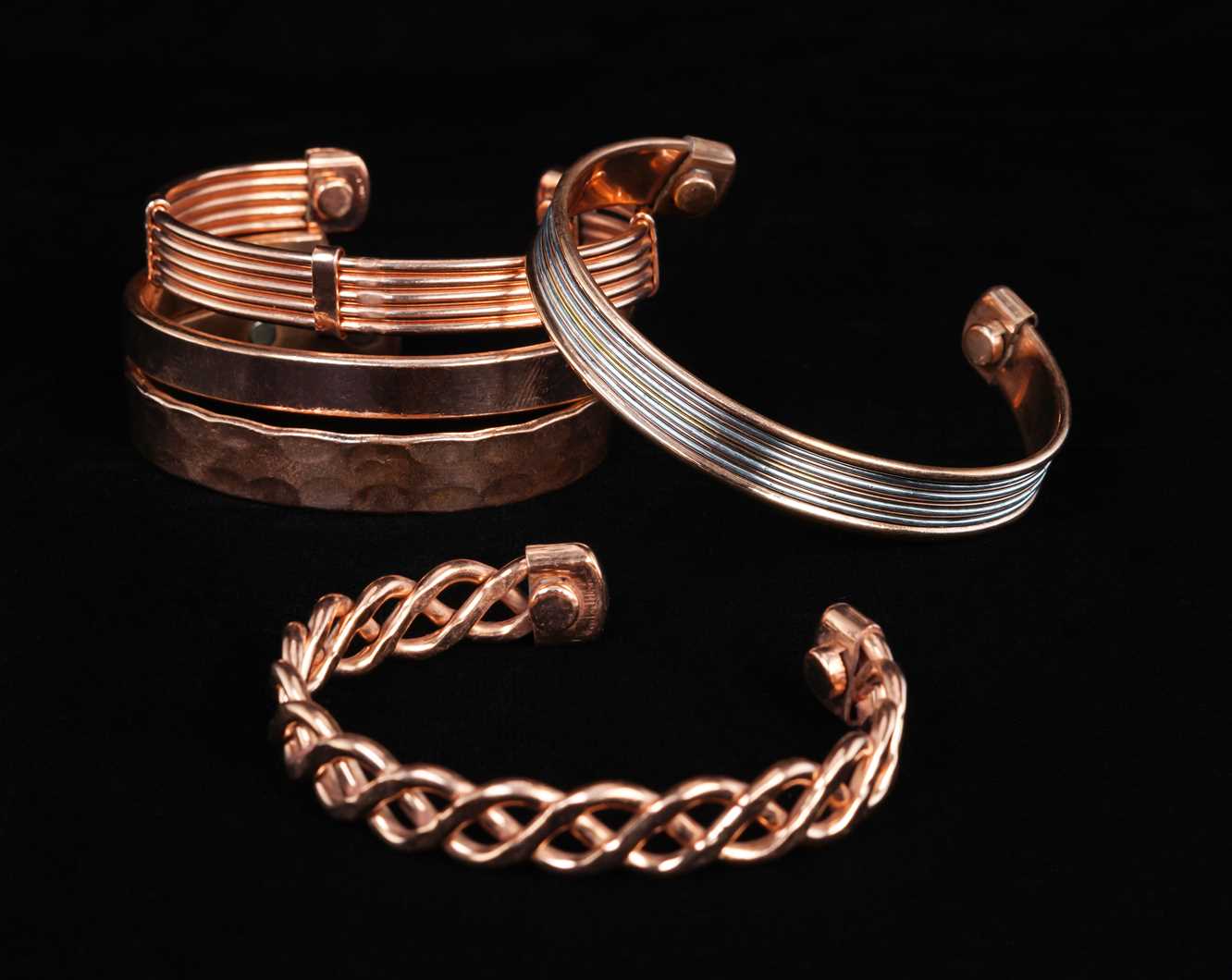 Tibetan Adjustable Copper Bracelets - Set of 5 - Indian Pattern Yoga Jewelry