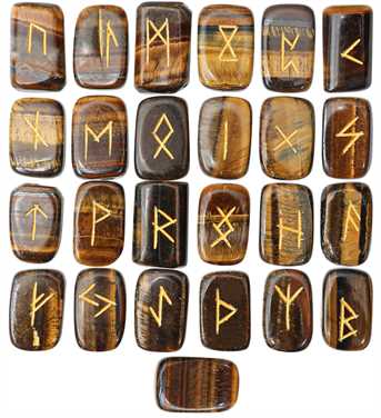 Tiger Eye Gemstone Tumbled Rune Stones 25 pcs Runes Set