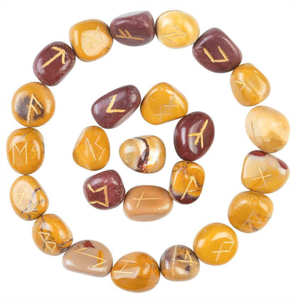 Mookaite Jasper Rune Stones Set Engraved