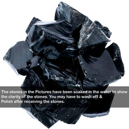 Black Obsidian Rough/Raw Natural Crystal for Tumbling Chakra Balancing - TheIndianHand