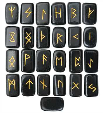 Black Agate Rectangle Shape Gemstone Runes 25 pcs Rune Set