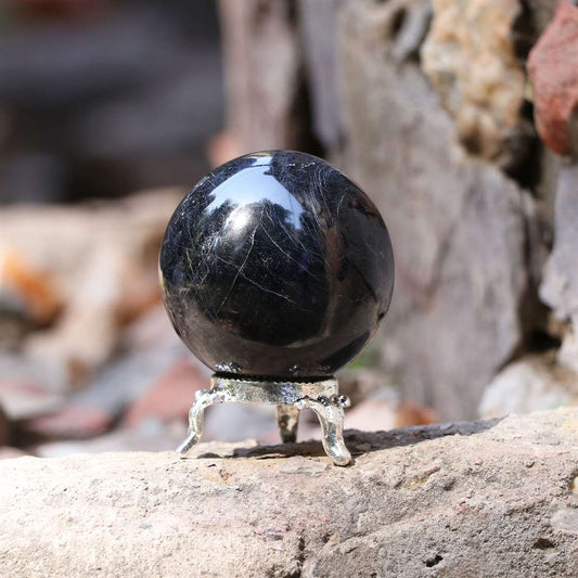 Black Tourmaline Crystal Sphere Ball (55mm) - Energy Protection