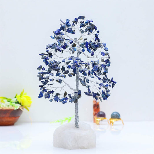 Lapis Lazuli Crystal Tree of Life (Natural Quartz Base)