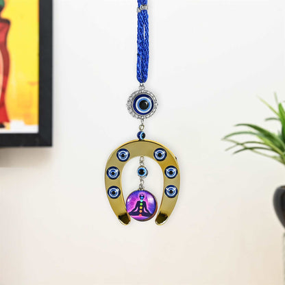 Evil Eye Horseshoe Chakra Hanging for Protection and Positivity