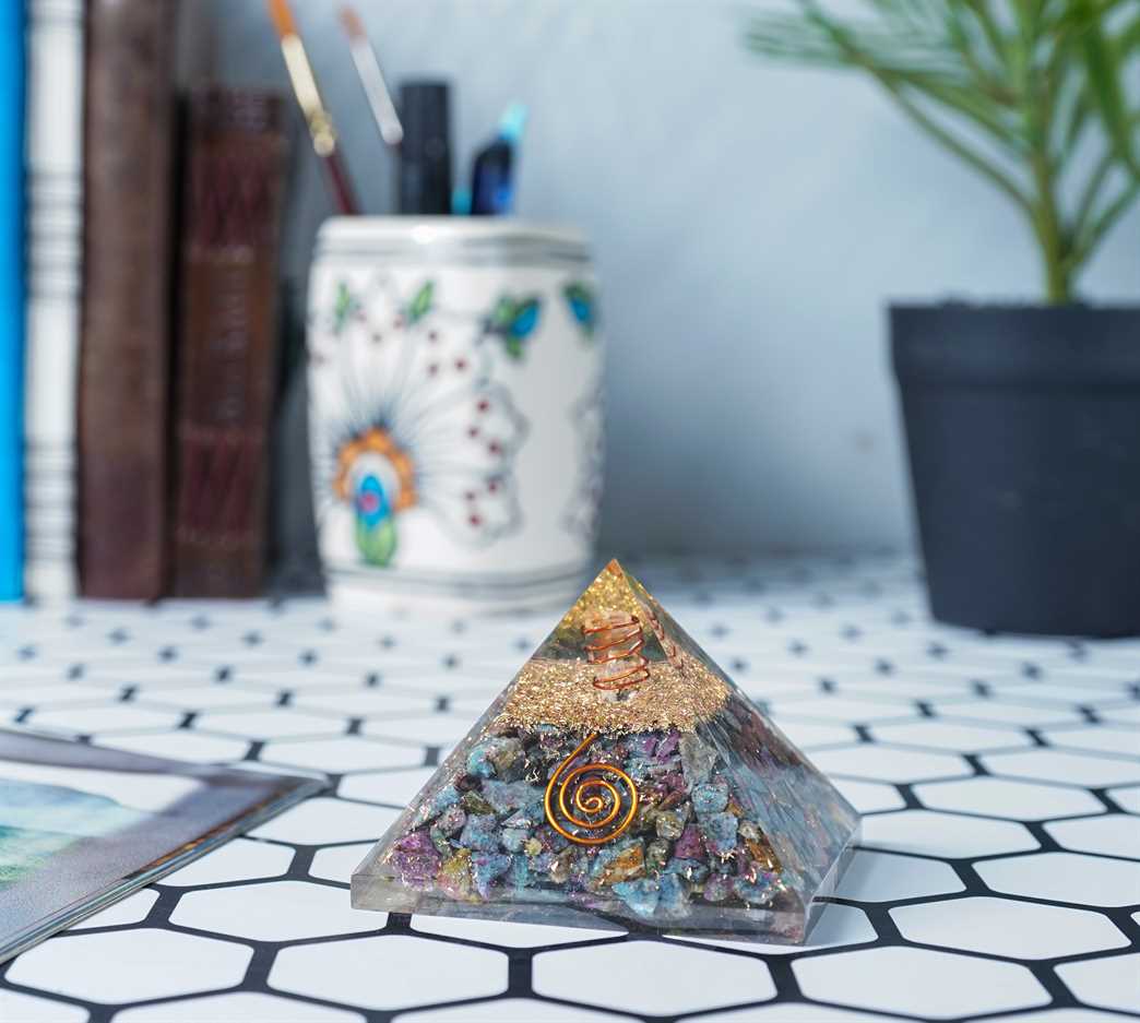 Ruby Zoisite Orgone Pyramid - 2.5 inch - TheIndianHand