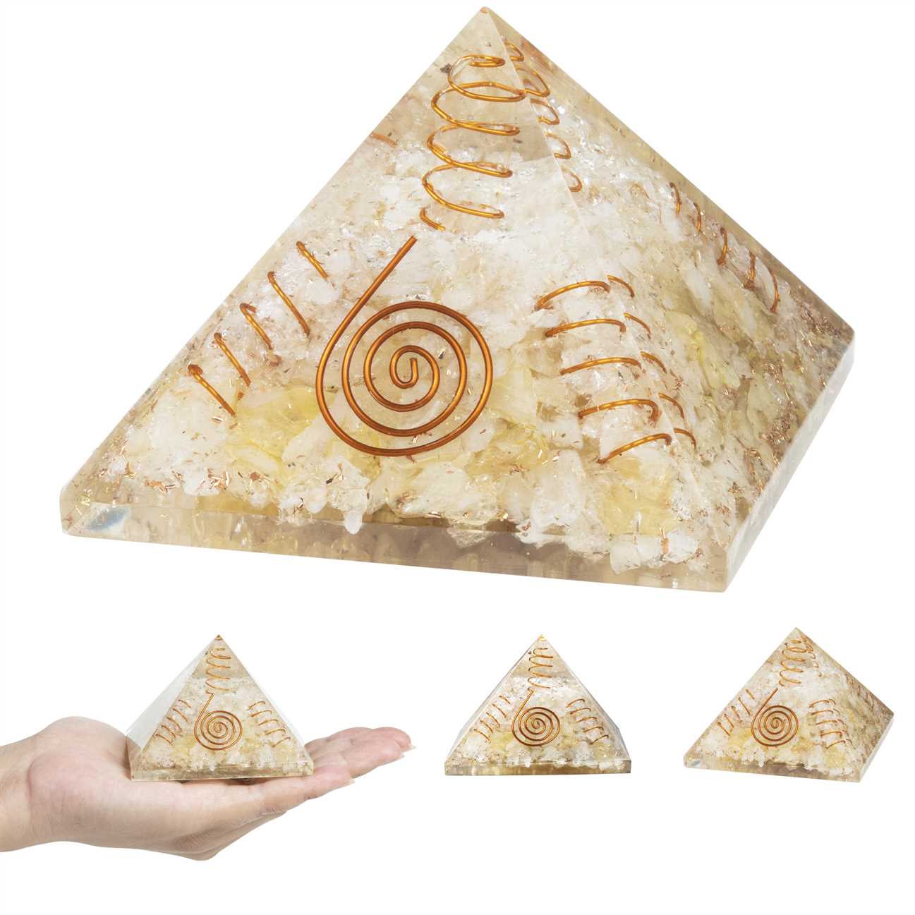 Citrine Gemstone Orgone Pyramid - 3-3.5 inch - TheIndianHand