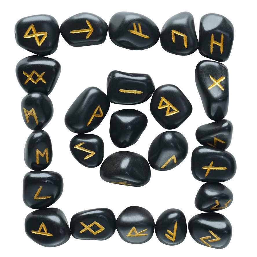 Black Tourmaline  Rune Stone 25 pcs Set
