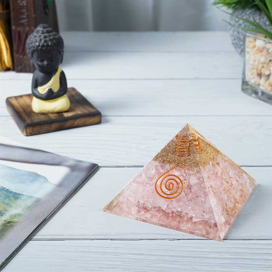 Rose Quartz Orgone Pyramids Healing Stone - 2.5 inch - TheIndianHand