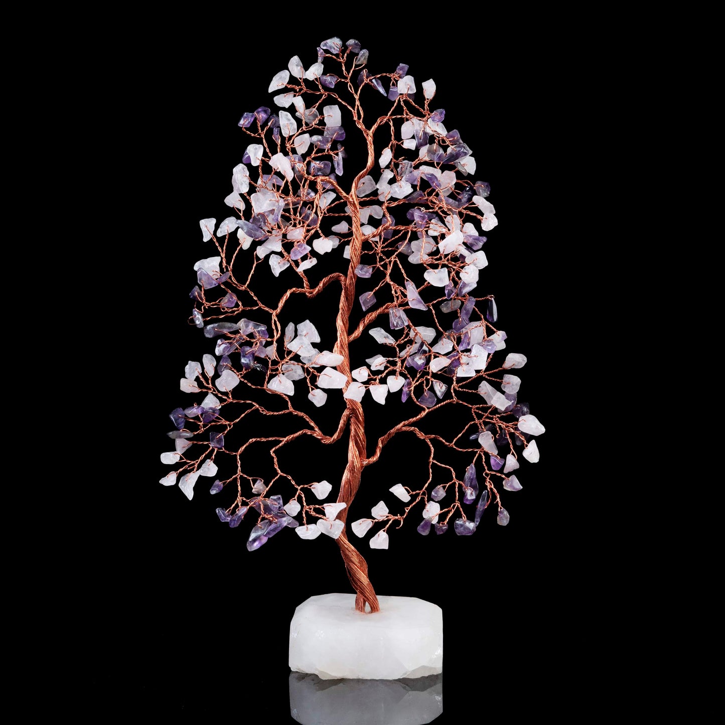 Amethyst & Rose Quartz Crystal Tree of Life (Natural Quartz Base)