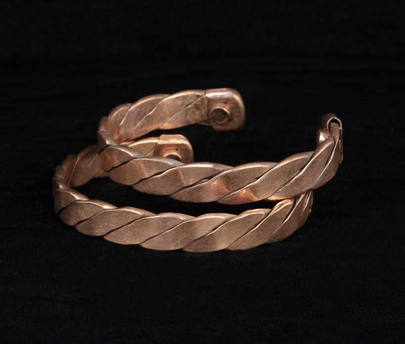 Tibetan Handcrafted Copper Bracelets - Set of 2 - Indian Pattern Meditation Jewelry