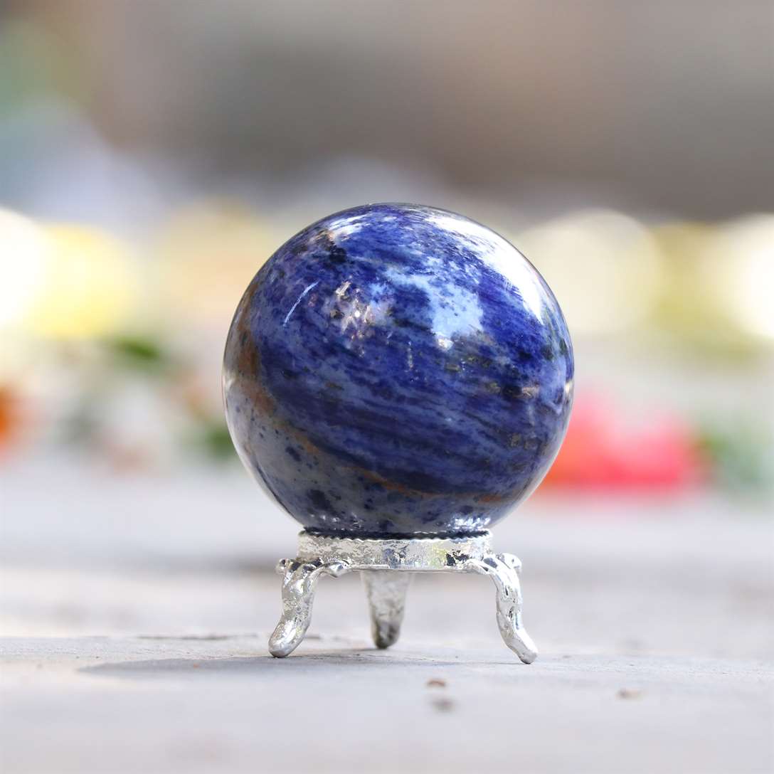 Sodalite Crystal Sphere Ball - Mental Clarity - TheIndianHand 