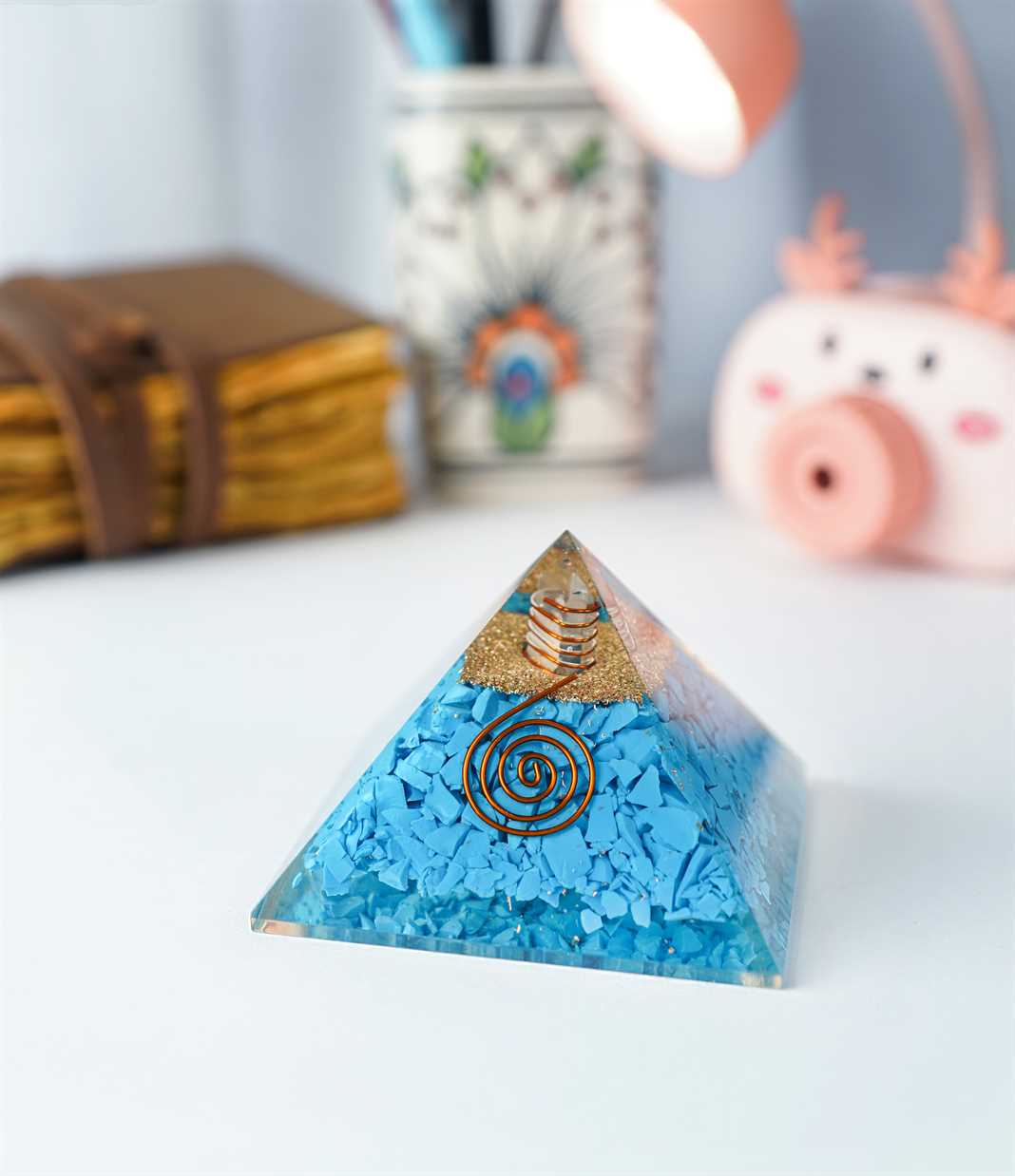 Turquoise Orgone Pyramid Crystal Point - 2.5-3 inch - TheIndianHand