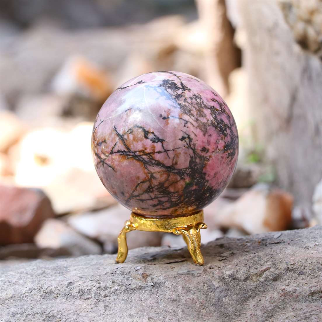 Rhodonite Crystal Sphere Ball (35mm) - Love and Compassion
