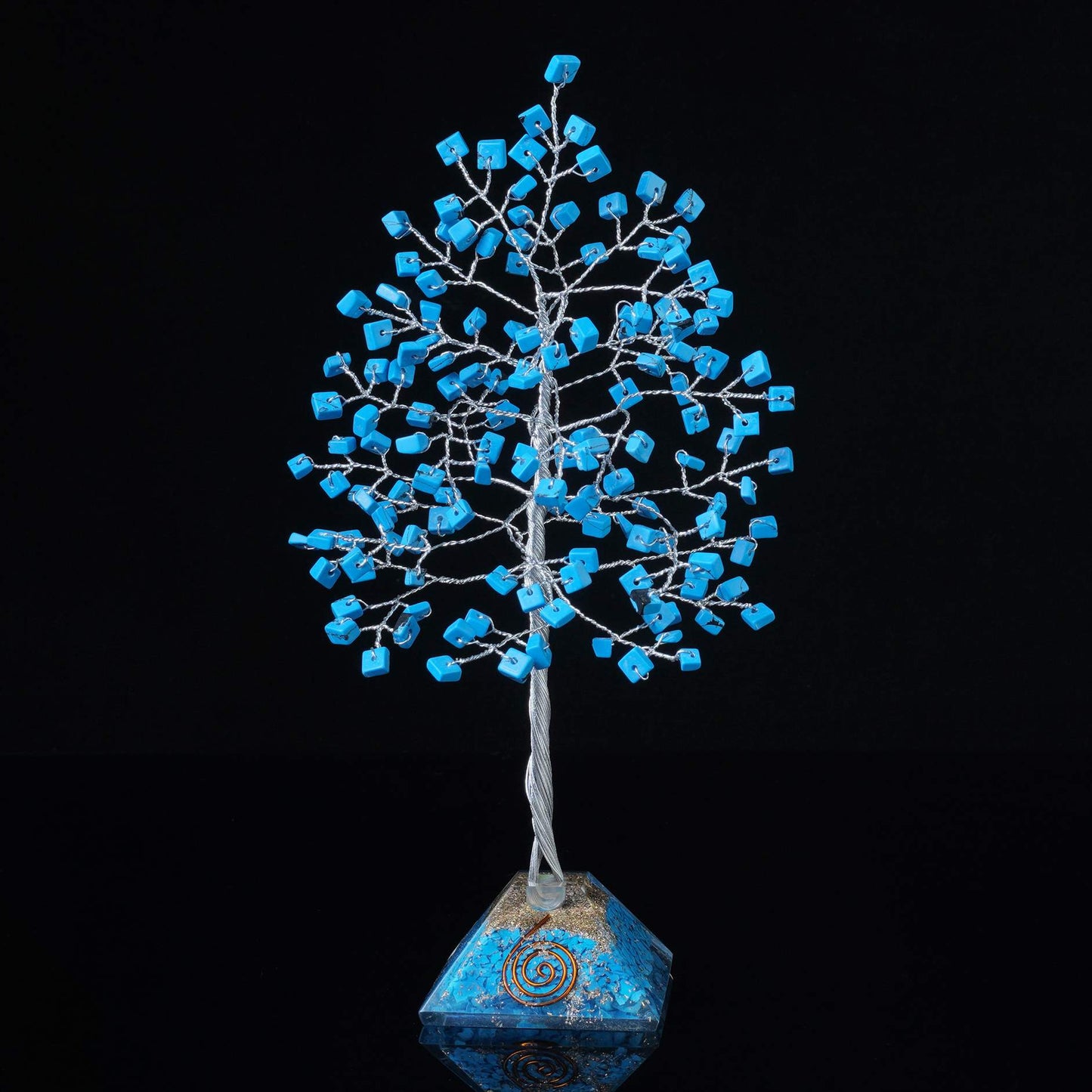 Turquoise Gemstone Tree of Life (Orgone Pyramid Base)