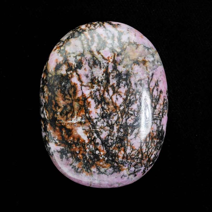 Rhodonite Crystal Palmstone (Emotional Healing, Support Forgiveness) - TheIndianHand