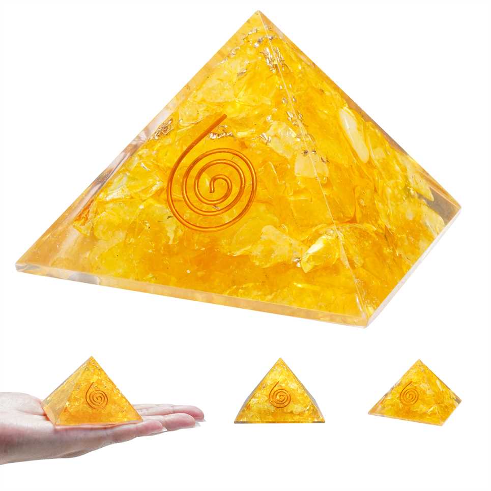 Yellow Onyx Stone Orgone Pyramid - 2.5-3 inch - TheIndianHand