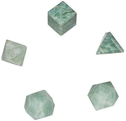 Amazonite Platonic Solids Crystal Geometry Set (15-20 mm)
