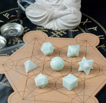 Amazonite Platonic Solids Crystal Geometry Set (15-20 mm)