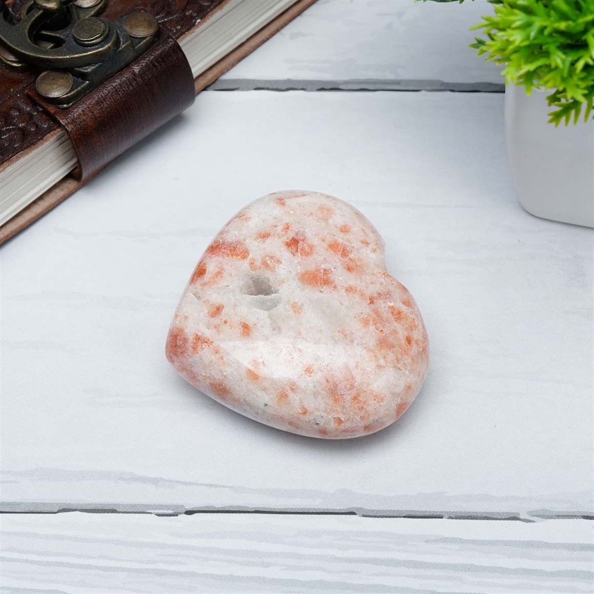 Sunstone Crystal Heart Shape Stone - Personal Power and Positivity - TheIndianHand