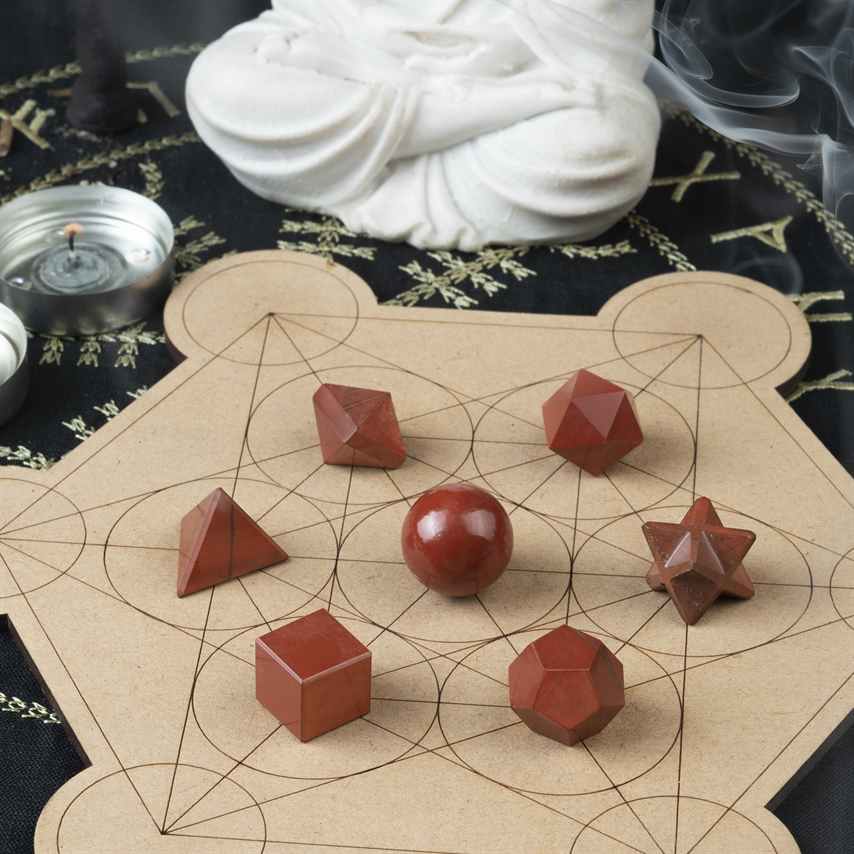 Red Jasper Platonic Solids Crystal Geometry Set (15-20 mm)