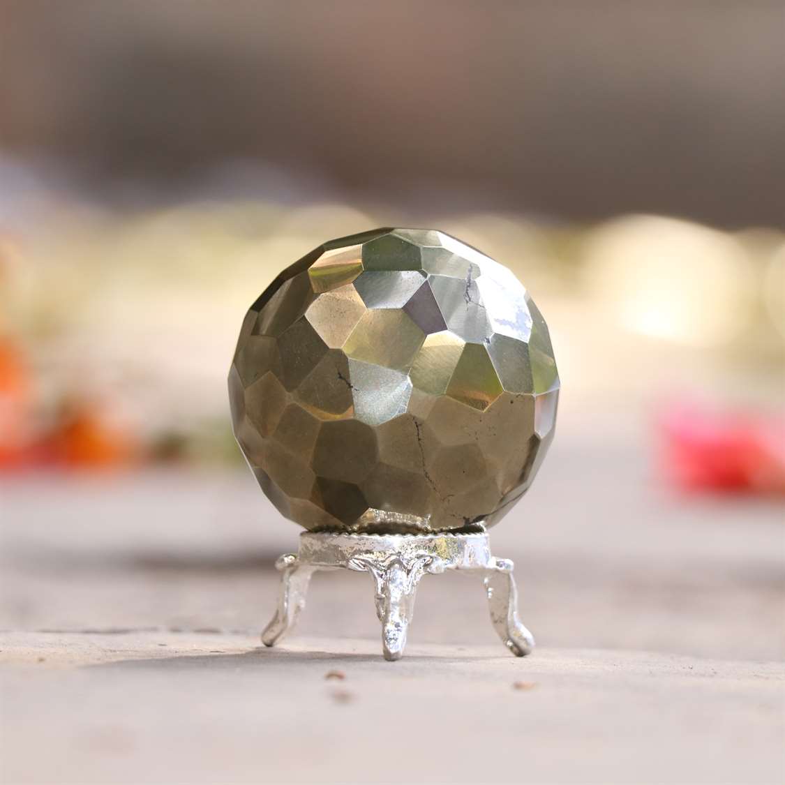 Golden Pyrite Crystal Sphere Ball (45mm) - Wealth and Confidence