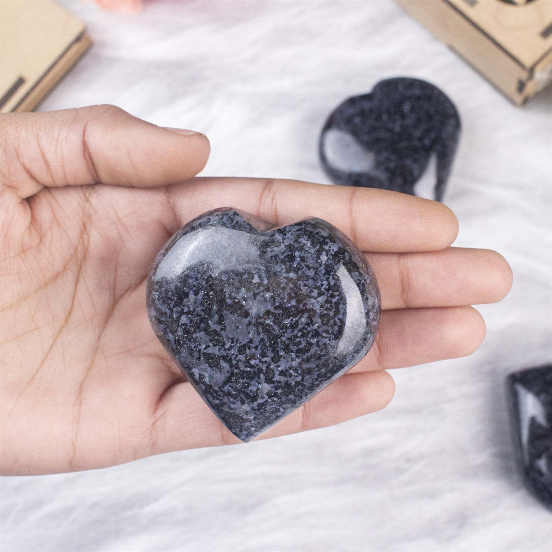 Indigo Gabbro Crystal Heart Shape Stone - TheIndianHand