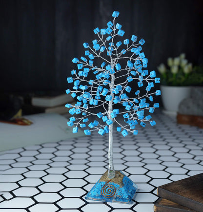 Turquoise Gemstone Tree of Life (Orgone Pyramid Base)